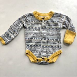 Finn + Emma Blue and Yellow Long Sleeve Onesie